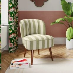 Elsie Striped Fabric Cocktail Chair -Furniture Store 30873303
