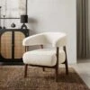 Cleo Curved Ivory Sherpa Accent Chair