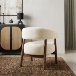 Cleo Curved Ivory Sherpa Accent Chair -Furniture Store 30873356 alt04