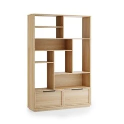 Hardy Wide Bookcase With 2 Drawers, Oak Effect -Furniture Store 30874521 alt08