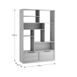 Hardy Wide Bookcase With 2 Drawers, Oak Effect -Furniture Store 30874521 alt09