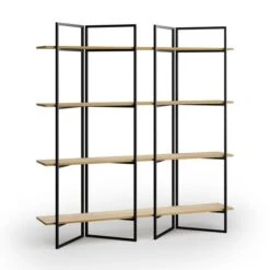 Ramson Tall And Wide Shelving Unit, Oak And Black -Furniture Store 30878042 alt05