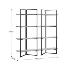 Ramson Tall And Wide Shelving Unit, Oak And Black -Furniture Store 30878042 alt09