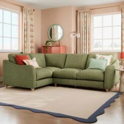 Hattie Slub Faux Linen Corner Sofa -Furniture Store 30886237