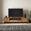 Freddie Extra Wide TV Unit For TVs Up To 70", Rustic Wood Effect