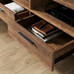 Freddie Extra Wide TV Unit For TVs Up To 70", Rustic Wood Effect -Furniture Store 30889704 alt02