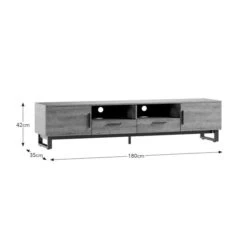 Freddie Extra Wide TV Unit For TVs Up To 70", Rustic Wood Effect -Furniture Store 30889704 alt09