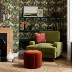 Pumpkin Velvet Footstool -Furniture Store 30891422