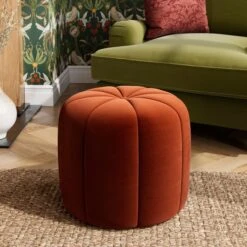 Pumpkin Velvet Footstool -Furniture Store 30891422 alt01