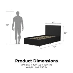 Novogratz Kelly 2 Drawer Bed, Linen -Furniture Store 30892340 alt09