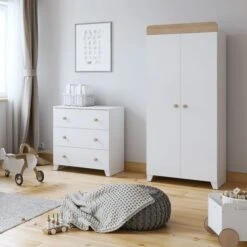 Little Acorns Classic Oak Effect 3 Drawer Chest And Wardrobe Nursery Set -Furniture Store 30892458 alt05