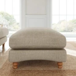 Martha Slub Faux Linen Footstool -Furniture Store 30892899 alt02