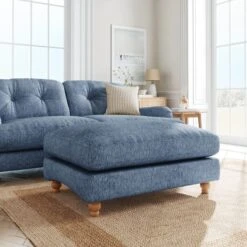 Martha Slub Faux Linen Footstool -Furniture Store 30892917