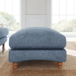 Martha Slub Faux Linen Footstool -Furniture Store 30892917 alt02