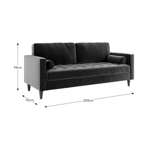 Zoe Velvet 3 Seater Sofa 8 Zoe Velvet 3 Seater Sofa - Image 8