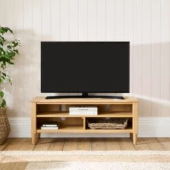 Churchgate Walcote Open Small TV Unit For TVs Up To 42", Oak