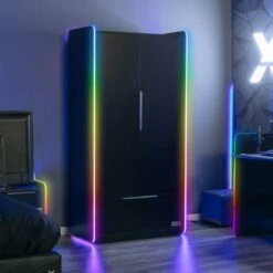 X Rocker Electra 2 Door Wardrobe With LED Lights -Furniture Store 30897196