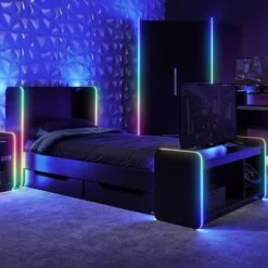 X Rocker Electra Gaming Bed Frame With Underbed Storage Drawers And LED Lights -Furniture Store 30897198 alt03