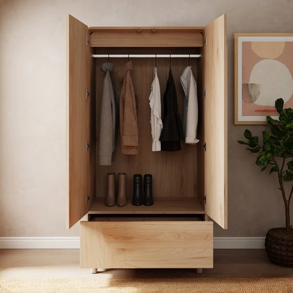 Aldo Double Wardrobe, Light Oak 2 Aldo Double Wardrobe, Light Oak - Image 2