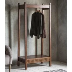 Baytown Retreat Open Wardrobe, Dark Wood
