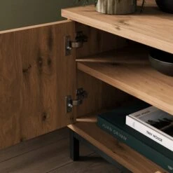 Reynolds Extra Wide TV Unit For TVs Up To 80", Rustic Oak Effect -Furniture Store 30901016 alt03