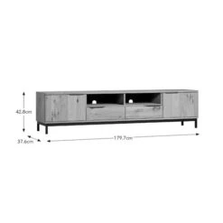 Reynolds Extra Wide TV Unit For TVs Up To 80", Rustic Oak Effect -Furniture Store 30901016 alt09