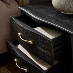 Keiko 2 Drawer Bedside Table, Black Mango Wood -Furniture Store 30901471 alt02