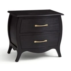 Keiko 2 Drawer Bedside Table, Black Mango Wood -Furniture Store 30901471 alt05
