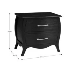 Keiko 2 Drawer Bedside Table, Black Mango Wood -Furniture Store 30901471 alt09