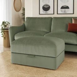 Hattie Matte Plush Velvet Storage Footstool -Furniture Store 30901817