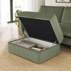 Hattie Matte Plush Velvet Storage Footstool -Furniture Store 30901817 alt04