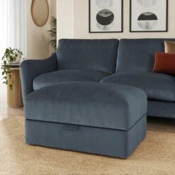 Hattie Matte Plush Velvet Storage Footstool -Furniture Store 30901825