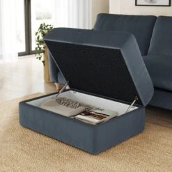 Hattie Matte Plush Velvet Storage Footstool -Furniture Store 30901825 alt04