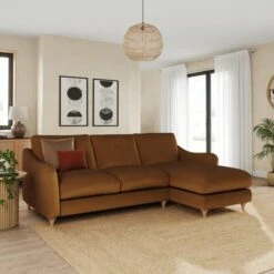 Hattie Matte Plush Velvet Corner Chaise Sofa -Furniture Store 30901829