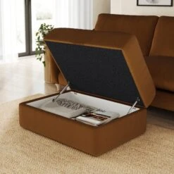 Hattie Matte Plush Velvet Storage Footstool -Furniture Store 30901833 alt04