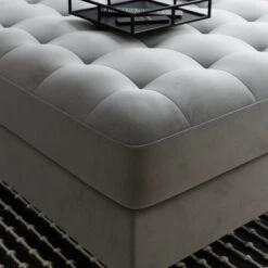 Zoe Square Velvet Footstool With Storage -Furniture Store 30904057 alt03