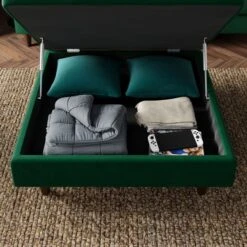 Zoe Square Velvet Footstool With Storage -Furniture Store 30904058 alt02