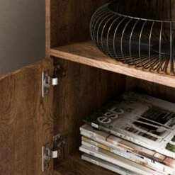 Freddie Low Bookcase, Rustic Wood Effect -Furniture Store 30904866 alt02