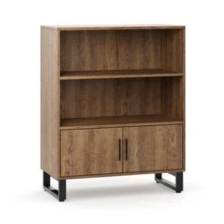 Freddie Low Bookcase, Rustic Wood Effect -Furniture Store 30904866 alt06