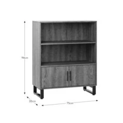 Freddie Low Bookcase, Rustic Wood Effect -Furniture Store 30904866 alt09