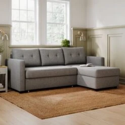 Barker Flatweave Trundle Corner Chaise Sofa Bed -Furniture Store 30904958 alt01