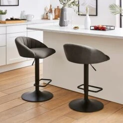 Lowen Adjustable Bar Stool, Faux Leather -Furniture Store 30907959 alt01
