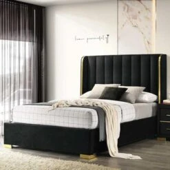 Phoenix Bed Frame, Velvet -Furniture Store 30908136