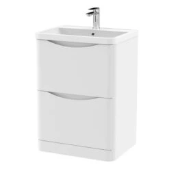 Lunar Floor Standing 2 Drawer Vanity Unit With Polymarble Basin -Furniture Store 30910145