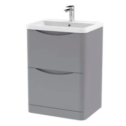 Lunar Floor Standing 2 Drawer Vanity Unit With Polymarble Basin -Furniture Store 30910146