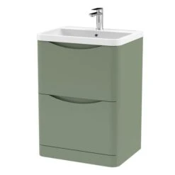Lunar Floor Standing 2 Drawer Vanity Unit With Polymarble Basin -Furniture Store 30910148