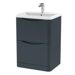 Lunar Floor Standing 2 Drawer Vanity Unit With Polymarble Basin -Furniture Store 30910149
