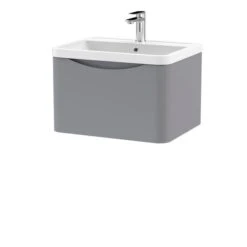 Lunar Wall Mounted 1 Drawer Vanity Unit With Polymarble Basin -Furniture Store 30910234