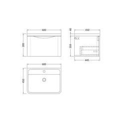 Lunar Wall Mounted 1 Drawer Vanity Unit With Polymarble Basin -Furniture Store 30910235 alt09