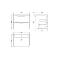 Lunar Wall Mounted 2 Drawer Vanity Unit With Polymarble Basin -Furniture Store 30910241 alt09